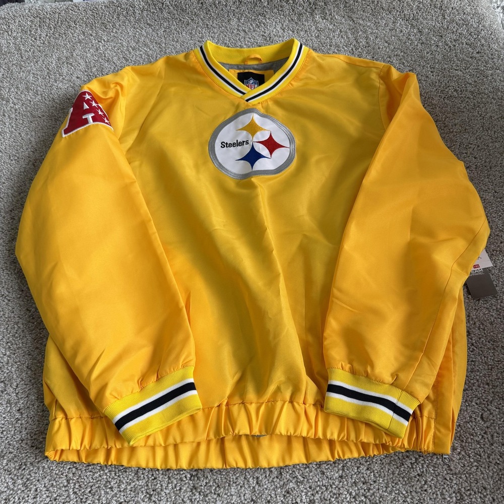 Pittsburgh Steelers Jacket Mens Large Yellow NFL Football Team Apparel Pullover